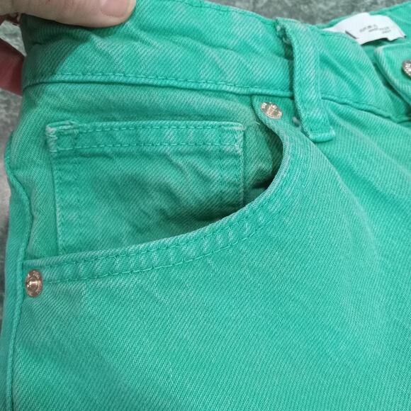 Zara Green High Waisted Wide Leg Jeans Raw Hem Women’s Size 4 Green - Picture 6 of 13